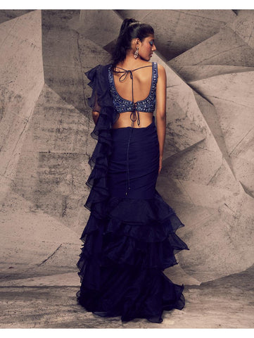 Archana Kochhar - The Shimmering Blue Ruffle Sari Archana Kochhar - The Shimmering Blue Ruffle Sari
