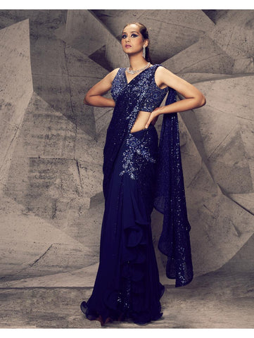 Archana Kochhar - The Shimmering Blue Skirt Sari Archana Kochhar - The Shimmering Blue Skirt Sari