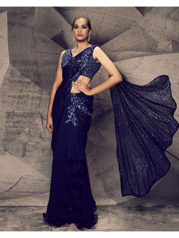 Archana Kochhar - The Shimmering Blue Skirt Sari Archana Kochhar - The Shimmering Blue Skirt Sari