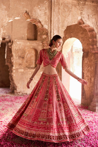 "Ariana" Red Zardosi Bridal Lehenga Set "Ariana" Red Zardosi Bridal Lehenga Set