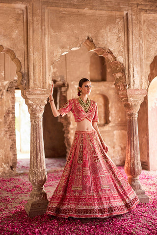 "Ariana" Red Zardosi Bridal Lehenga Set "Ariana" Red Zardosi Bridal Lehenga Set