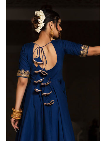 Pomcha Jaipur - MINAKARI BLUE ANARKALI SET Pomcha Jaipur - MINAKARI BLUE ANARKALI SET