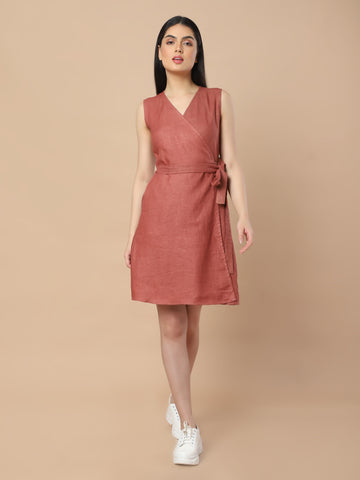Sleeveless Hemp Wrap Dress Sleeveless Hemp Wrap Dress