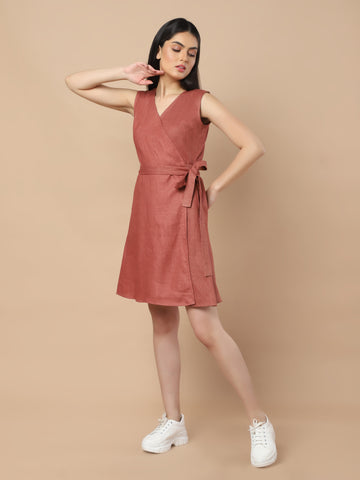 Sleeveless Hemp Wrap Dress Sleeveless Hemp Wrap Dress