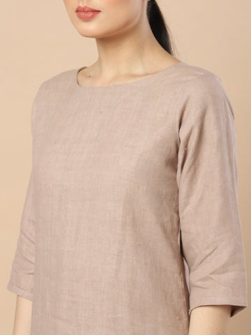 Elegance: Hemp Single Slit Full Sleeves Dress Elegance: Hemp Single Slit Full Sleeves Dress