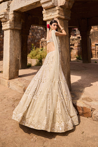 "Gaia" Golden & Ivory Resham Hand Embroidered  Lehengas "Gaia" Golden & Ivory Resham Hand Embroidered  Lehengas