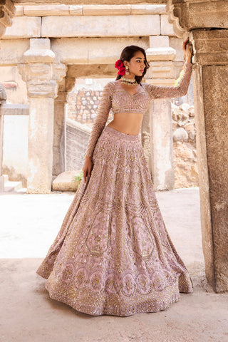 "Haydee" Mauve Crystal & Sequin Embellished Bridal  Lehengas "Haydee" Mauve Crystal & Sequin Embellished Bridal  Lehengas