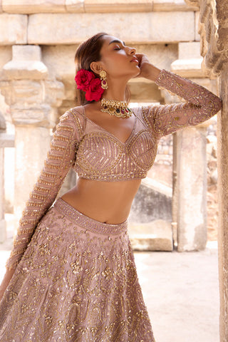 "Haydee" Mauve Crystal & Sequin Embellished Bridal  Lehengas "Haydee" Mauve Crystal & Sequin Embellished Bridal  Lehengas