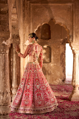 "Ilakshi" Deep Red Zardosi Embroidery Bridal Lehenga Set "Ilakshi" Deep Red Zardosi Embroidery Bridal Lehenga Set