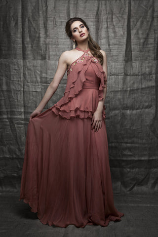 Fusion Wear Halter Neck Gown Fusion Wear Halter Neck Gown