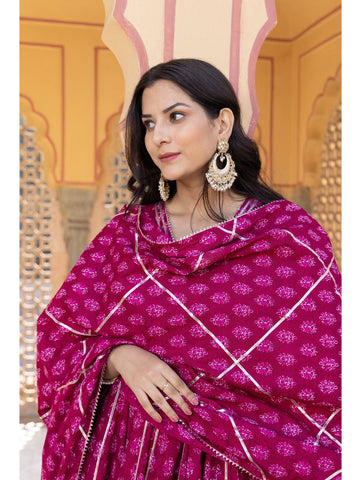 Pomcha Jaipur - JUMARI COTTON BOOTI ANARKALI SET Pomcha Jaipur - JUMARI COTTON BOOTI ANARKALI SET