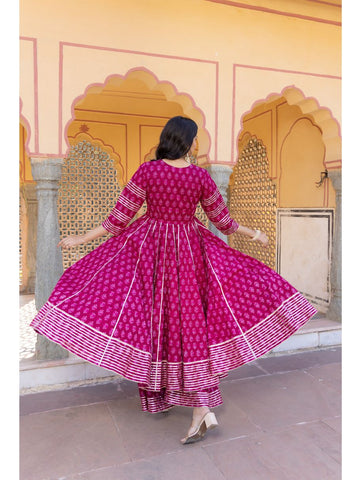 Pomcha Jaipur - JUMARI COTTON BOOTI ANARKALI SET Pomcha Jaipur - JUMARI COTTON BOOTI ANARKALI SET