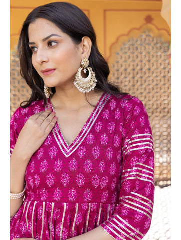 Pomcha Jaipur - JUMARI COTTON BOOTI ANARKALI SET Pomcha Jaipur - JUMARI COTTON BOOTI ANARKALI SET