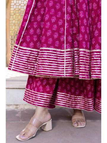 Pomcha Jaipur - JUMARI COTTON BOOTI ANARKALI SET Pomcha Jaipur - JUMARI COTTON BOOTI ANARKALI SET