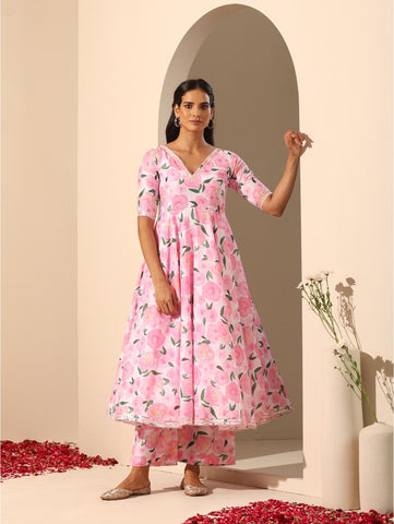 Pomcha Jaipur - GUL ROZI ANARKALI SET Pomcha Jaipur - GUL ROZI ANARKALI SET