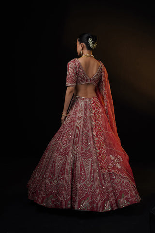 "Raya" Red Tissue Bridal Lehenga Set "Raya" Red Tissue Bridal Lehenga Set