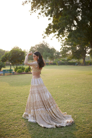 "Tamanna" Sequin Embellished Lehenga Set With Trail Behind "Tamanna" Sequin Embellished Lehenga Set With Trail Behind