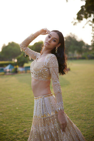 "Tamanna" Sequin Embellished Lehenga Set With Trail Behind "Tamanna" Sequin Embellished Lehenga Set With Trail Behind