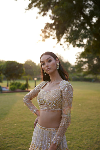 "Tamanna" Sequin Embellished Lehenga Set With Trail Behind "Tamanna" Sequin Embellished Lehenga Set With Trail Behind