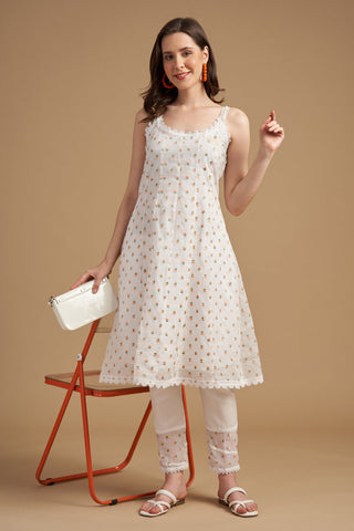 Ivory Thread Embroidered Tunic With Pant Ivory Thread Embroidered Tunic With Pant