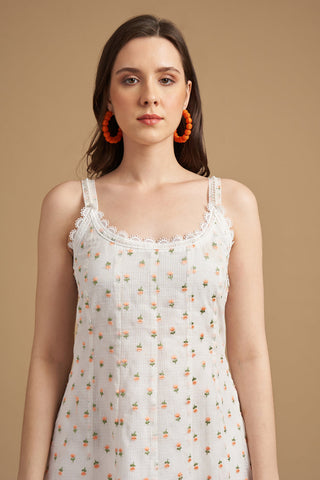 Ivory Thread Embroidered Tunic With Pant Ivory Thread Embroidered Tunic With Pant