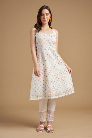 Ivory Thread Embroidered Tunic With Pant Ivory Thread Embroidered Tunic With Pant