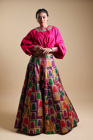 Hand-Embroidered Blouse With Lehenga Hand-Embroidered Blouse With Lehenga