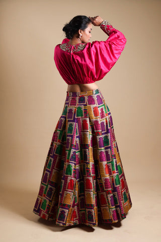 Hand-Embroidered Blouse With Lehenga Hand-Embroidered Blouse With Lehenga