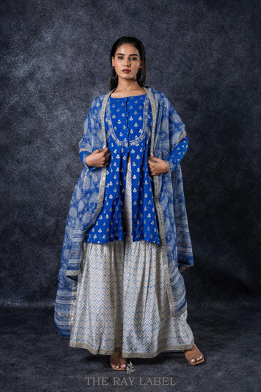 Indigo Blue Sharara Set