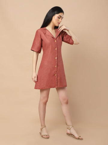 Urban Elegance: Hooded Hemp Shirt Dress