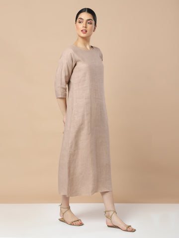 Elegance: Hemp Single Slit Full Sleeves Dress