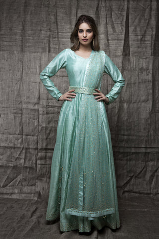 Fusion Wear Blue Gown With Dupatta