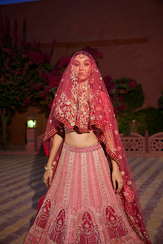 "Madhuban" Bubblegum Pink Zardosi Embroidered Lehenga Set