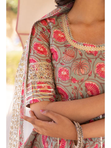 Pomcha Jaipur - FAREEN COTTON SHARARA SET