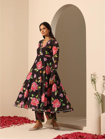 Pomcha Jaipur - GUL GULABI PHOOL ANARKALI SET