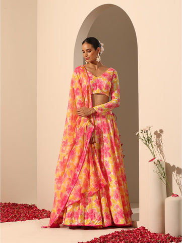 Pomcha Jaipur - GUL RANGREZ LEHENGA SET