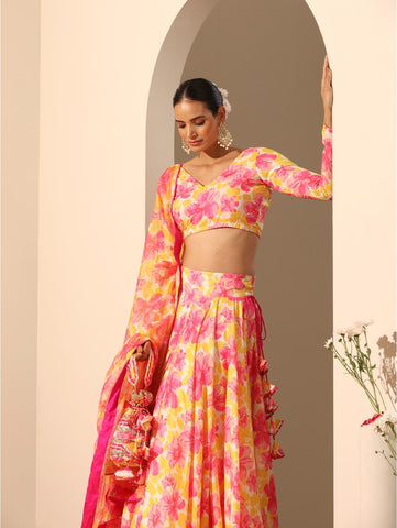 Pomcha Jaipur - GUL RANGREZ LEHENGA SET