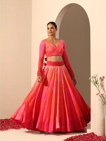 Pomcha Jaipur - GUL BAHAAR LEHENGA SET