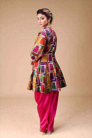 Kalidar Kurti With Tulip Pants And Heavy Hand-Embroidered Zardosi Work Dupatta