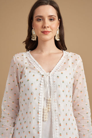 Ivory Thread Embroidered Tunic set