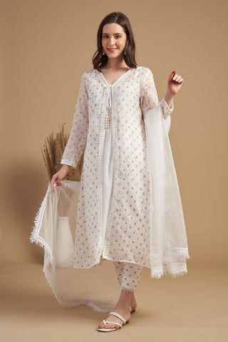 Ivory Thread Embroidered Tunic set