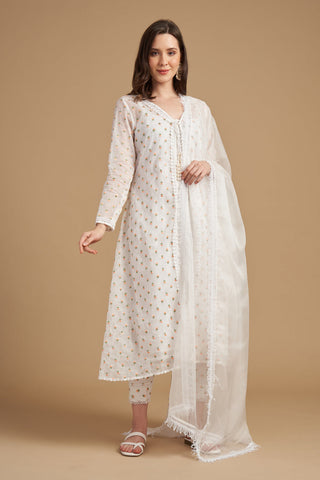 Ivory Thread Embroidered Tunic set