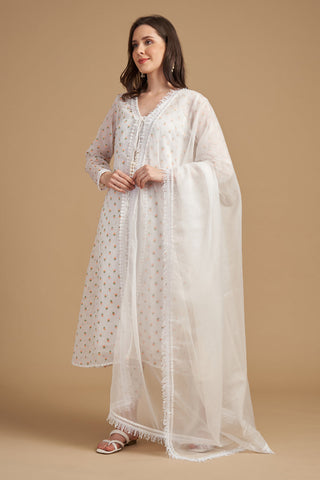 Ivory Thread Embroidered Tunic set