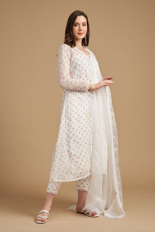 Ivory Thread Embroidered Tunic set