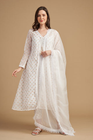 Ivory Thread Embroidered Tunic set